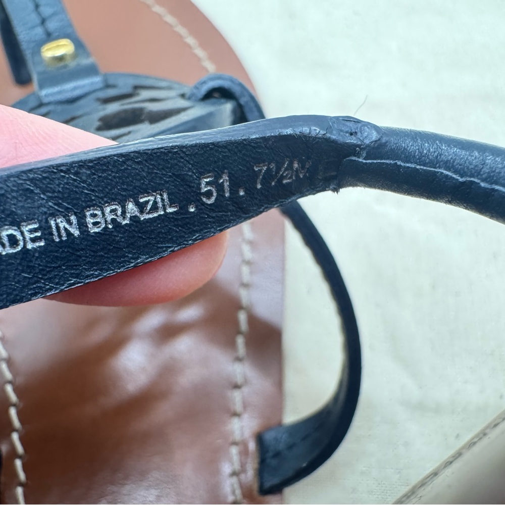 Tory Burch Mini Miller Sandal Navy Blue and Brown Size 7.5 - Picture 6 of 6
